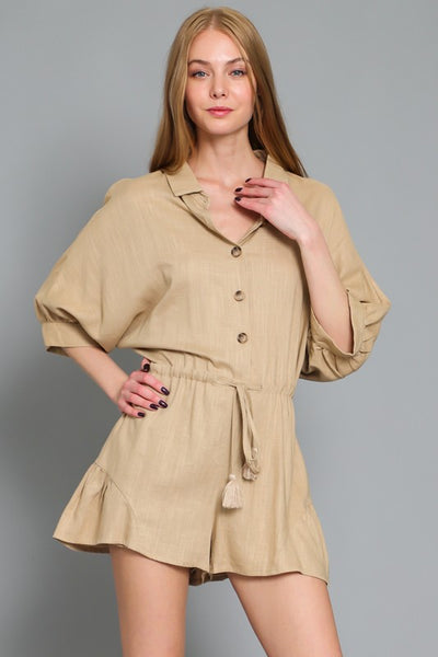 DOLMAN SLEEVE TIE WAIST ROMPER