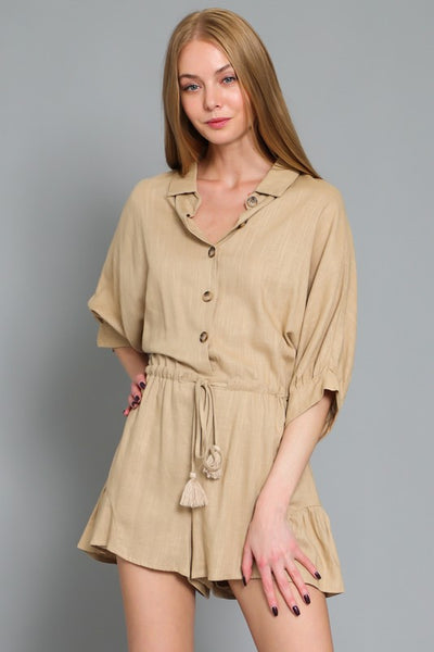 DOLMAN SLEEVE TIE WAIST ROMPER