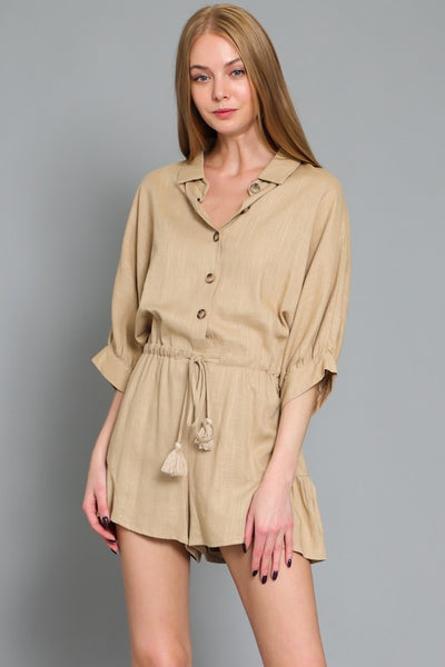 DOLMAN SLEEVE TIE WAIST ROMPER