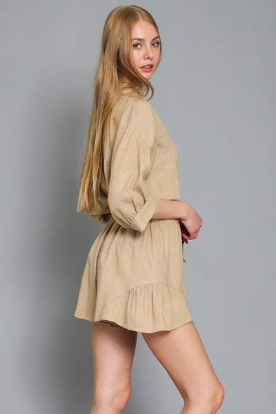 DOLMAN SLEEVE TIE WAIST ROMPER