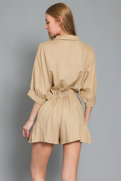 DOLMAN SLEEVE TIE WAIST ROMPER