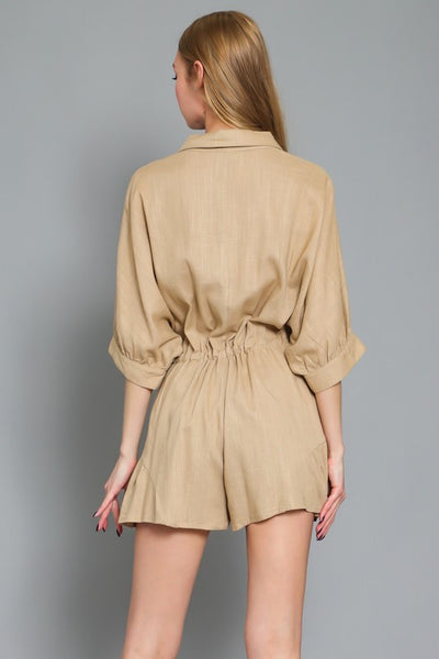 DOLMAN SLEEVE TIE WAIST ROMPER