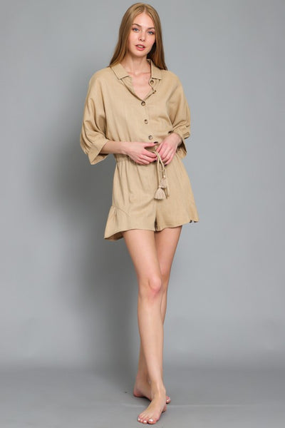 DOLMAN SLEEVE TIE WAIST ROMPER