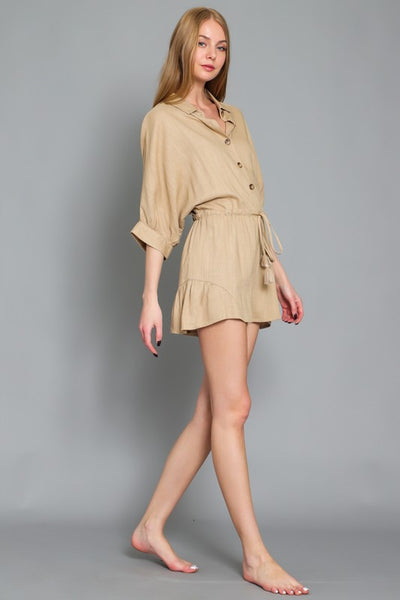 DOLMAN SLEEVE TIE WAIST ROMPER
