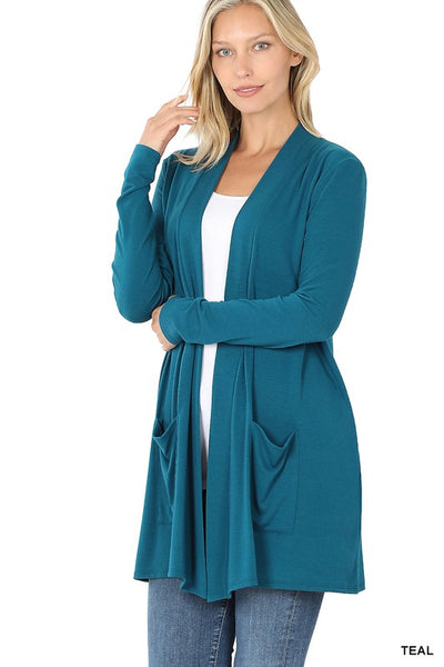 SLOUCHY POCKET OPEN CARDIGAN