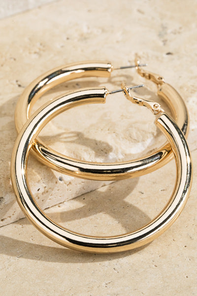 Shiny Brass Hoop Earrings