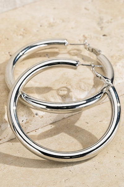 Shiny Brass Hoop Earrings