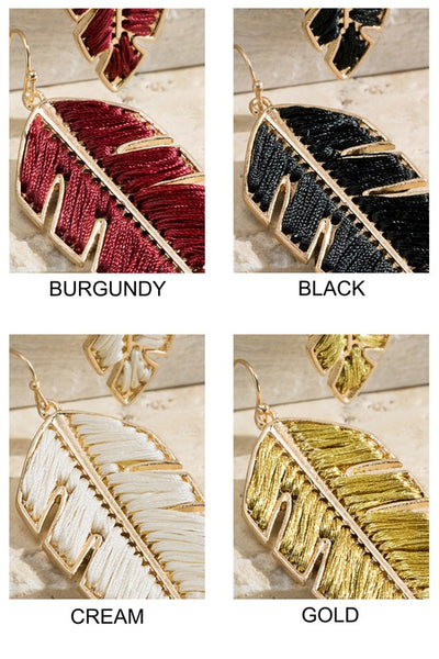 Fine Thread Leaf Shape Earrings