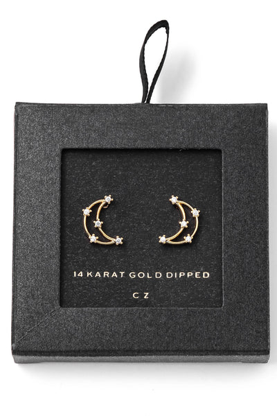 14K Moon Cresent Stud Earrings