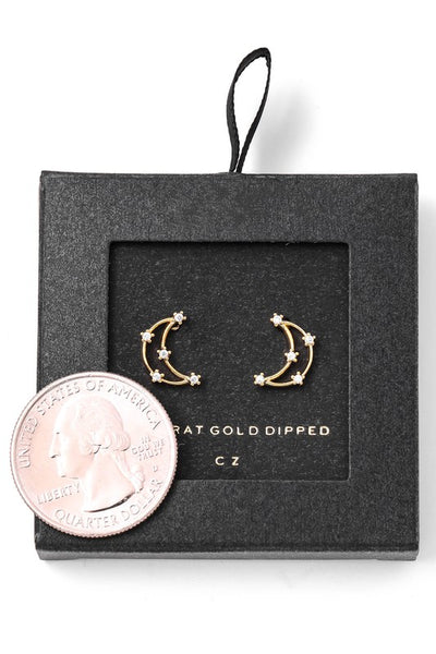 14K Moon Cresent Stud Earrings