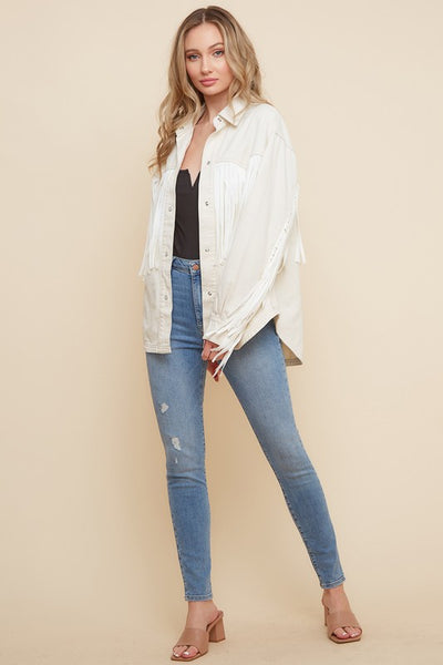 PLUS SIZE SUEDE FRINGE SHAKET