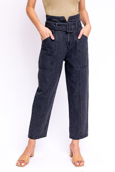 Paperbag Jeans in Dark Grey