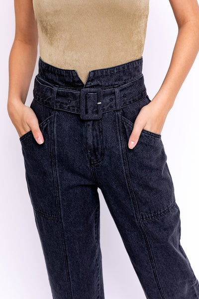 Paperbag Jeans in Dark Grey