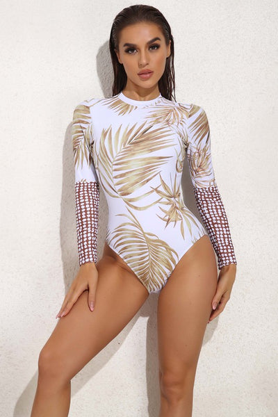 Coconut Leaf Print Long Sleeve UPF50 Rash Guard