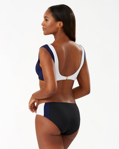 Textured Color Block Triangle Top