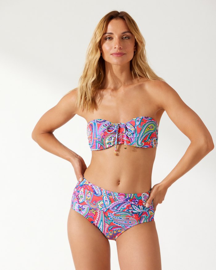 Paisley Keys Reversible High-Neck Tankini