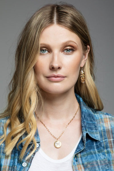 Brass Initial Crystal Necklace