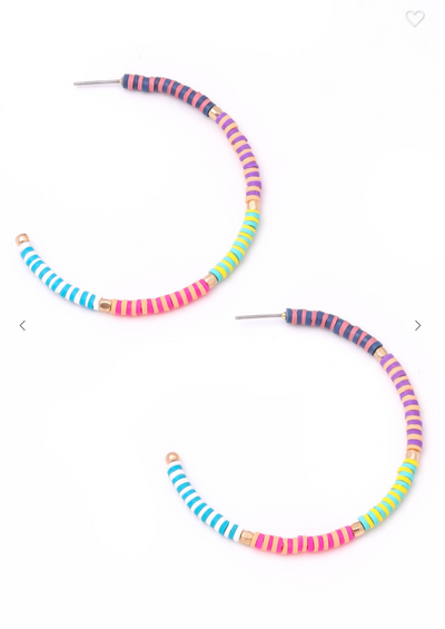 Mini Flat Disc Beaded Hoop Earrings