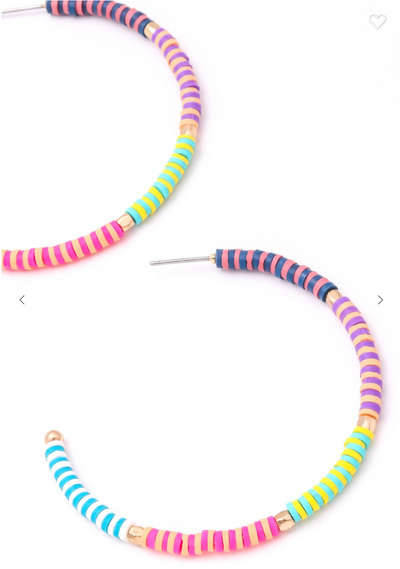 Mini Flat Disc Beaded Hoop Earrings