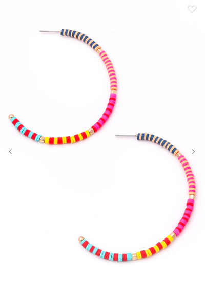 Mini Flat Disc Beaded Hoop Earrings