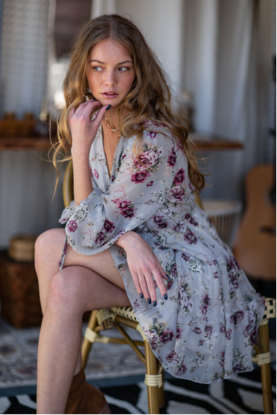 Long Sleeve A-line Mini Dress