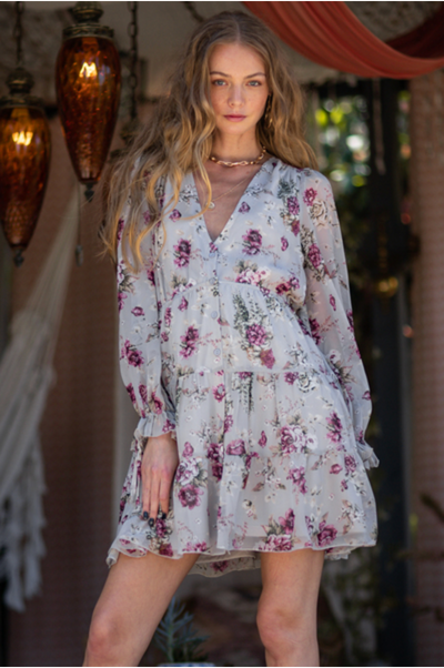 Long Sleeve A-line Mini Dress