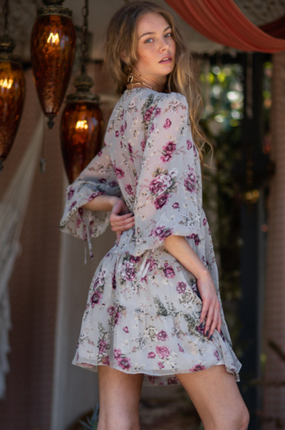 Long Sleeve A-line Mini Dress