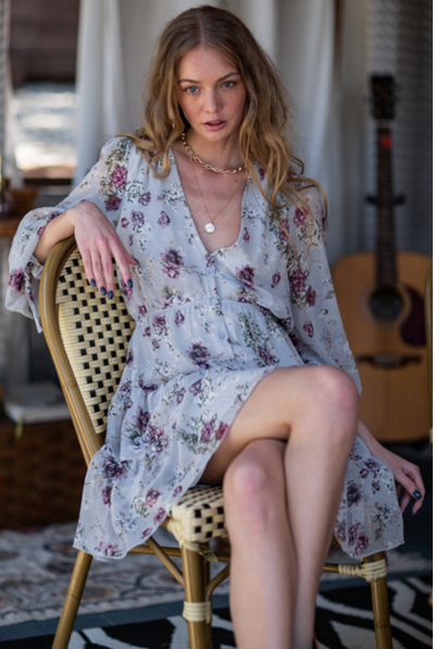 Long Sleeve A-line Mini Dress