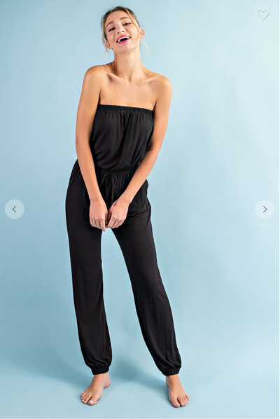 SOLID STRAPLESS JUMPSUIT
