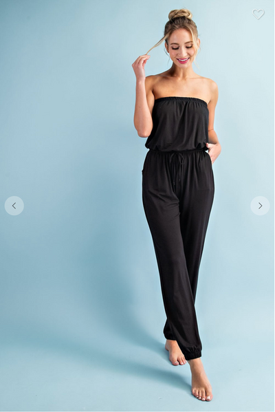 SOLID STRAPLESS JUMPSUIT