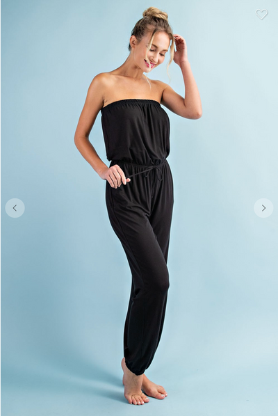 SOLID STRAPLESS JUMPSUIT
