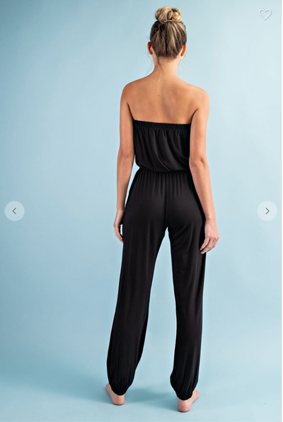 SOLID STRAPLESS JUMPSUIT