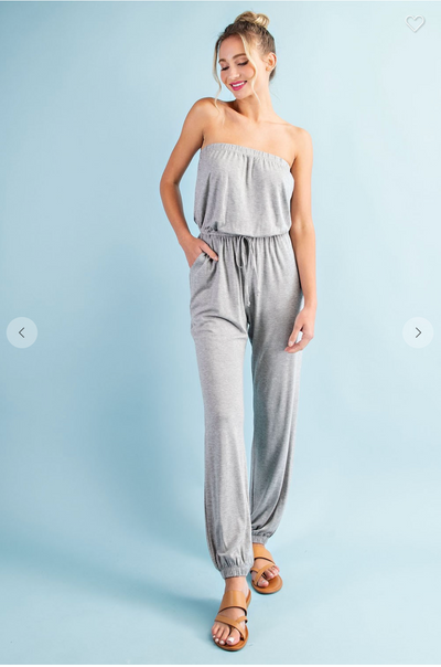 SOLID STRAPLESS JUMPSUIT