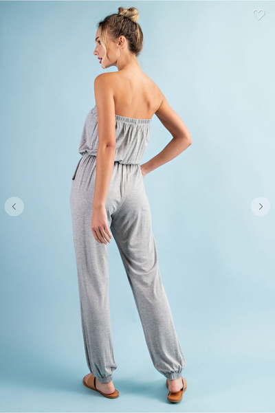 SOLID STRAPLESS JUMPSUIT