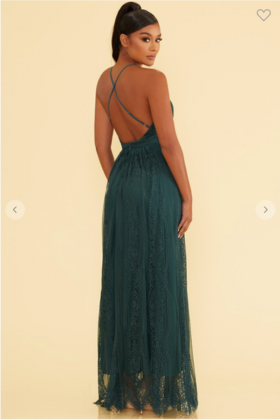 SCALLOP EDGE LACE MAXI DRESS