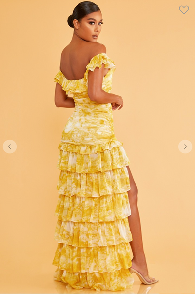 TIER RUFFLE TIEDYE MAXI DRESS