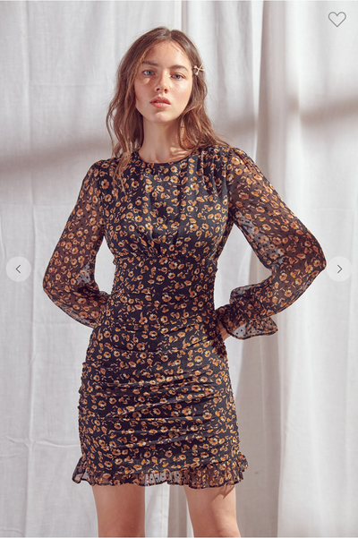 Dark Florals Bodycon Mini Dress