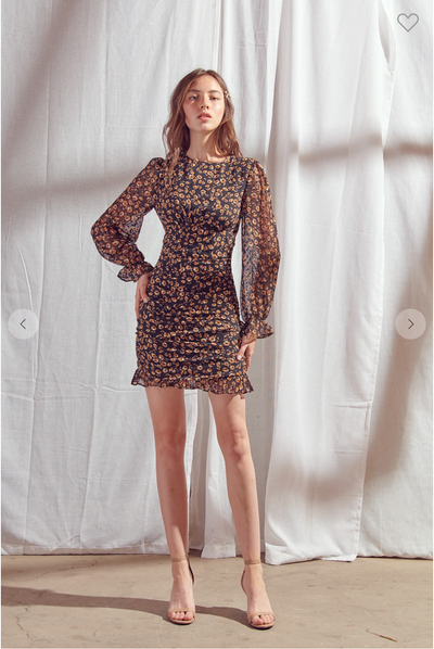 Dark Florals Bodycon Mini Dress