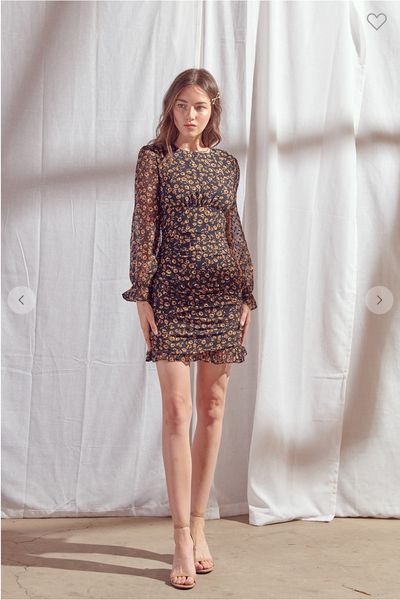 Dark Florals Bodycon Mini Dress