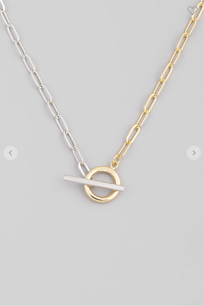 Two Tone Toggle Lock Chain Necklace
