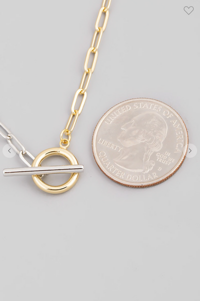 Two Tone Toggle Lock Chain Necklace