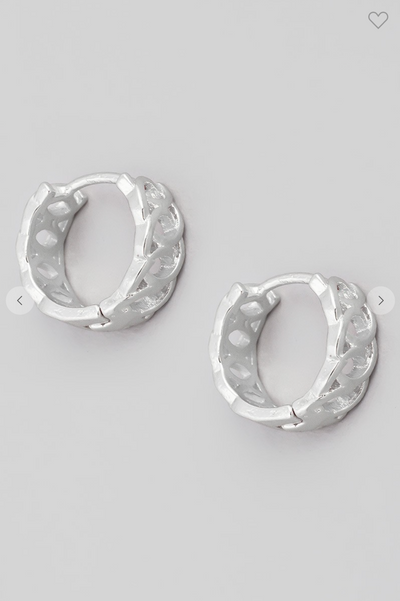Mini Chain Link Huggie Hoop Earrings