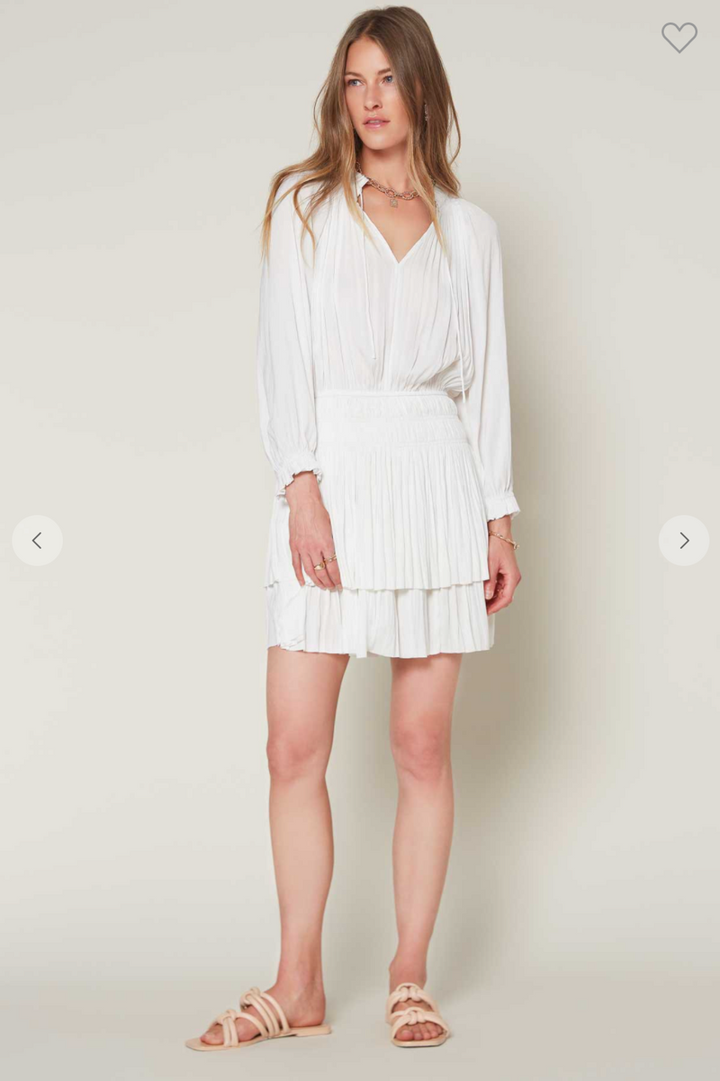 THREE QUARTER SLV PLEATED MINI DRESS