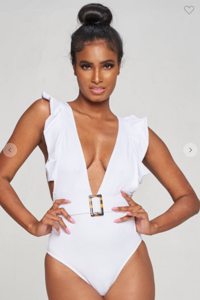 Belted One Piece with Ruffle