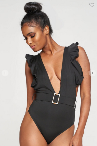 Belted One Piece with Ruffle