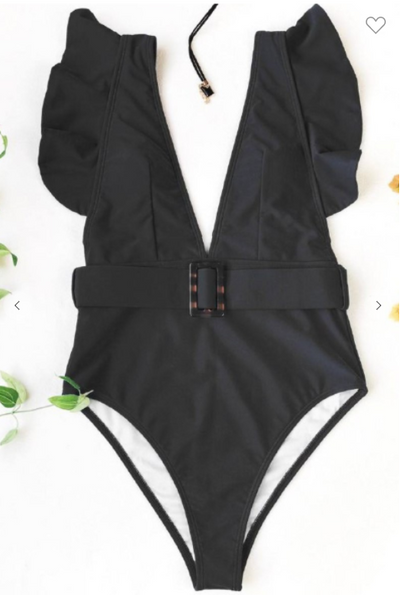 Belted One Piece with Ruffle