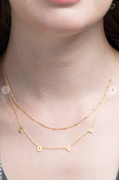 Brass LOVE Charm Necklace