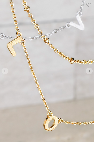 Brass LOVE Charm Necklace