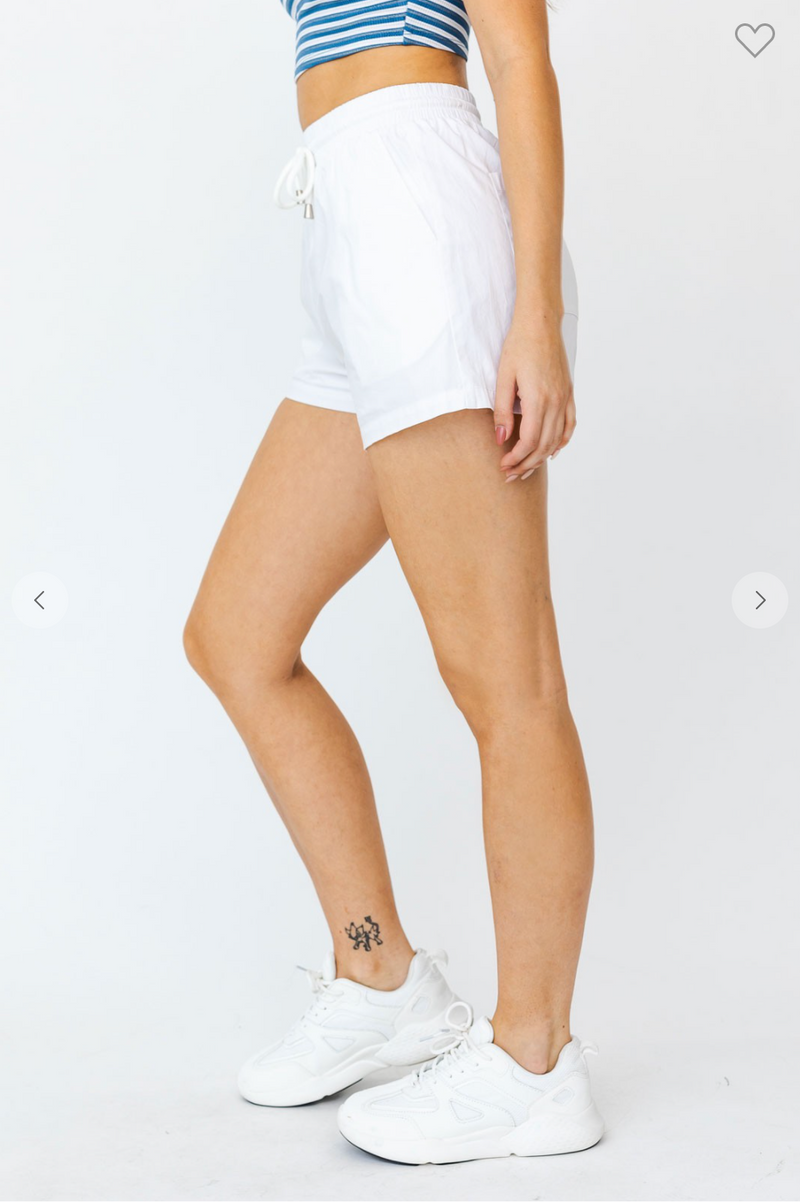 ELASTIC WAIST DRAWSTRING COTTON SHORTS