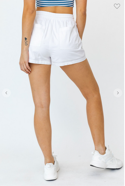 ELASTIC WAIST DRAWSTRING COTTON SHORTS